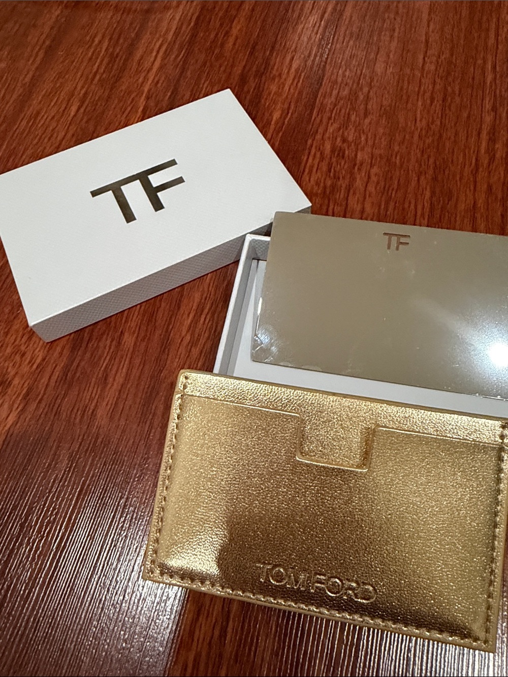 Tom Ford Metallic Gold Leather Card with Mirror